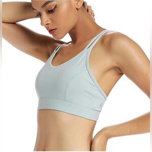 Running Girl Strappy Activewear Sports Bra Gray Sz M Workout Athleisure Gym